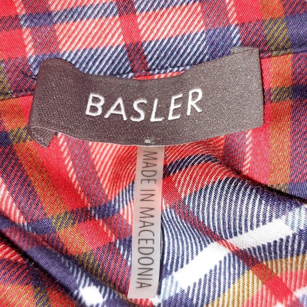BASLER Women's Soft Red Blue Plaid Long Sleeve Button Up Shirt Comfort EUC - Picture 7 of 8